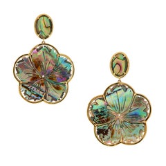 Goshwara “Innate” Carved Abalone Yellow Gold Earrings