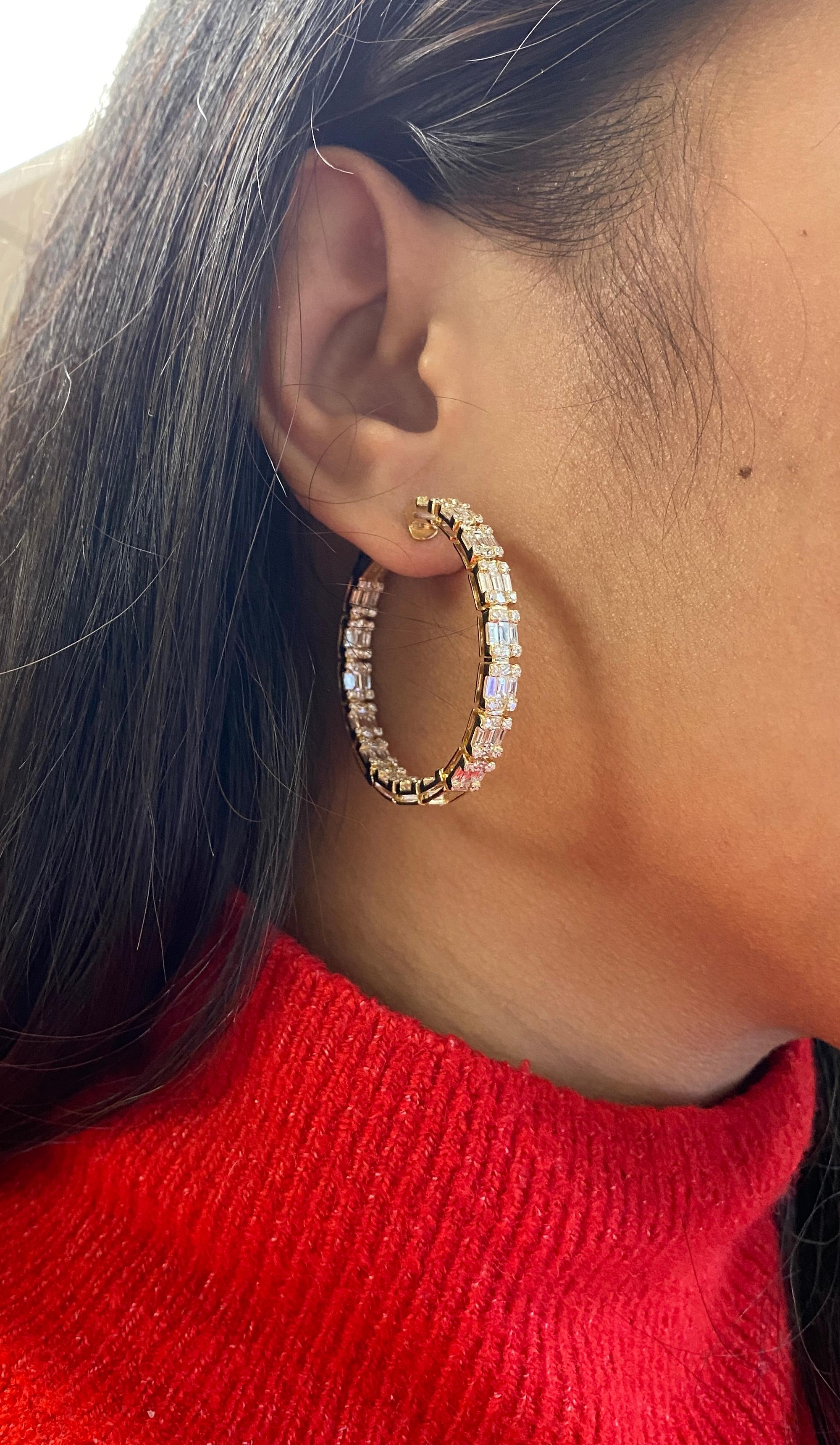 diamond baguette hoop earrings