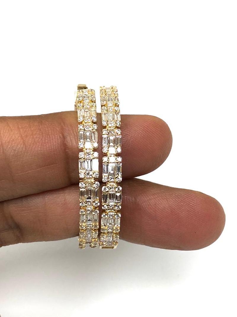 Baguette Cut Goshwara Inside-Outside Baguette and Princess Diamond Hoop Earring For Sale