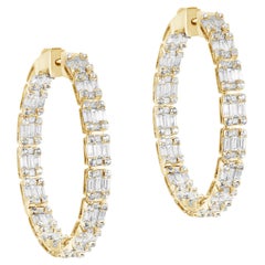 Goshwara Inside-Outside Baguette and Princess Diamond Hoop Earring