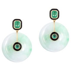 Goshwara Jade Donut Emerald & Enamel Earrings