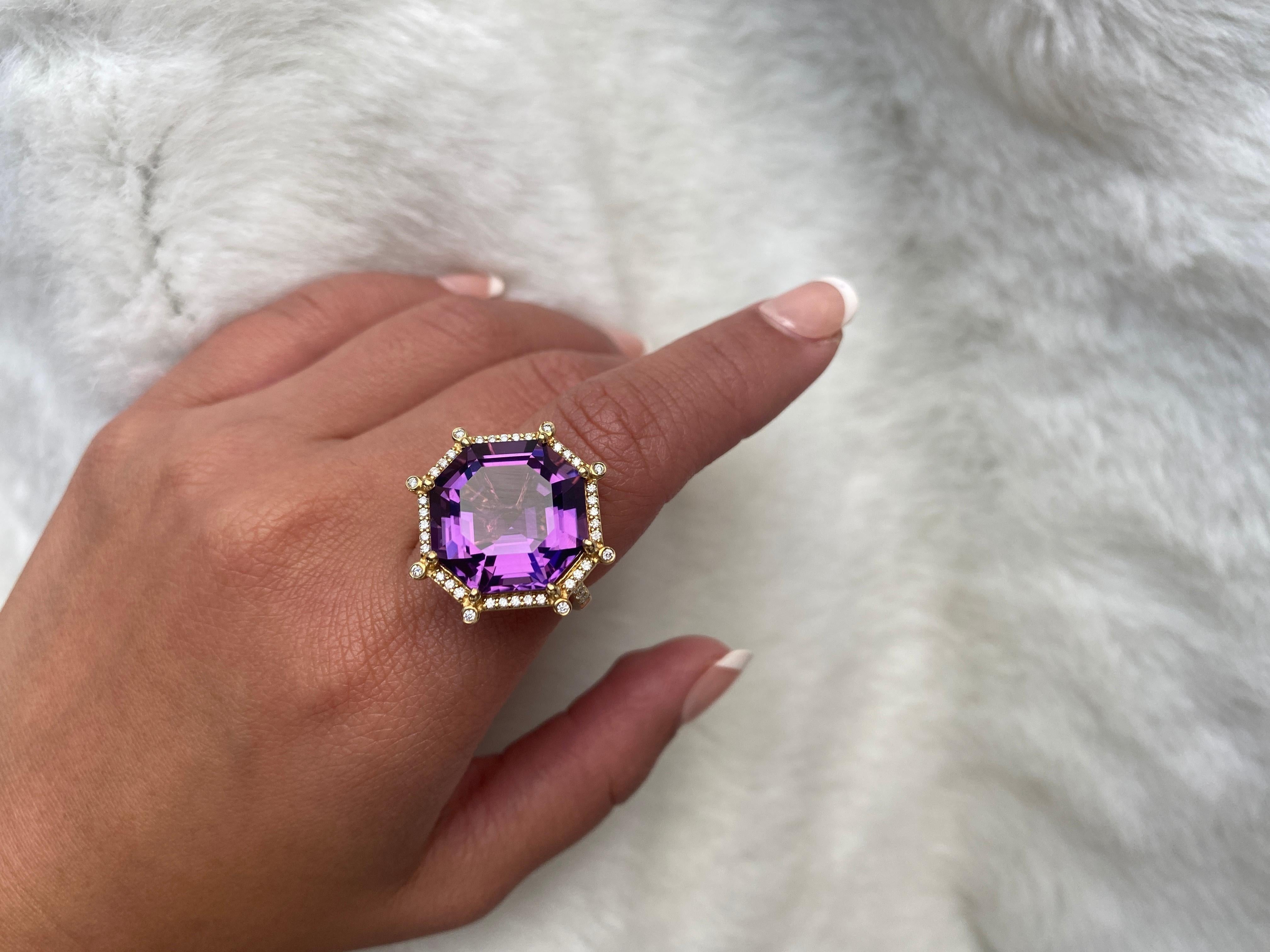 Contemporary Goshwara Large Amethyst Octagon Ring For Sale