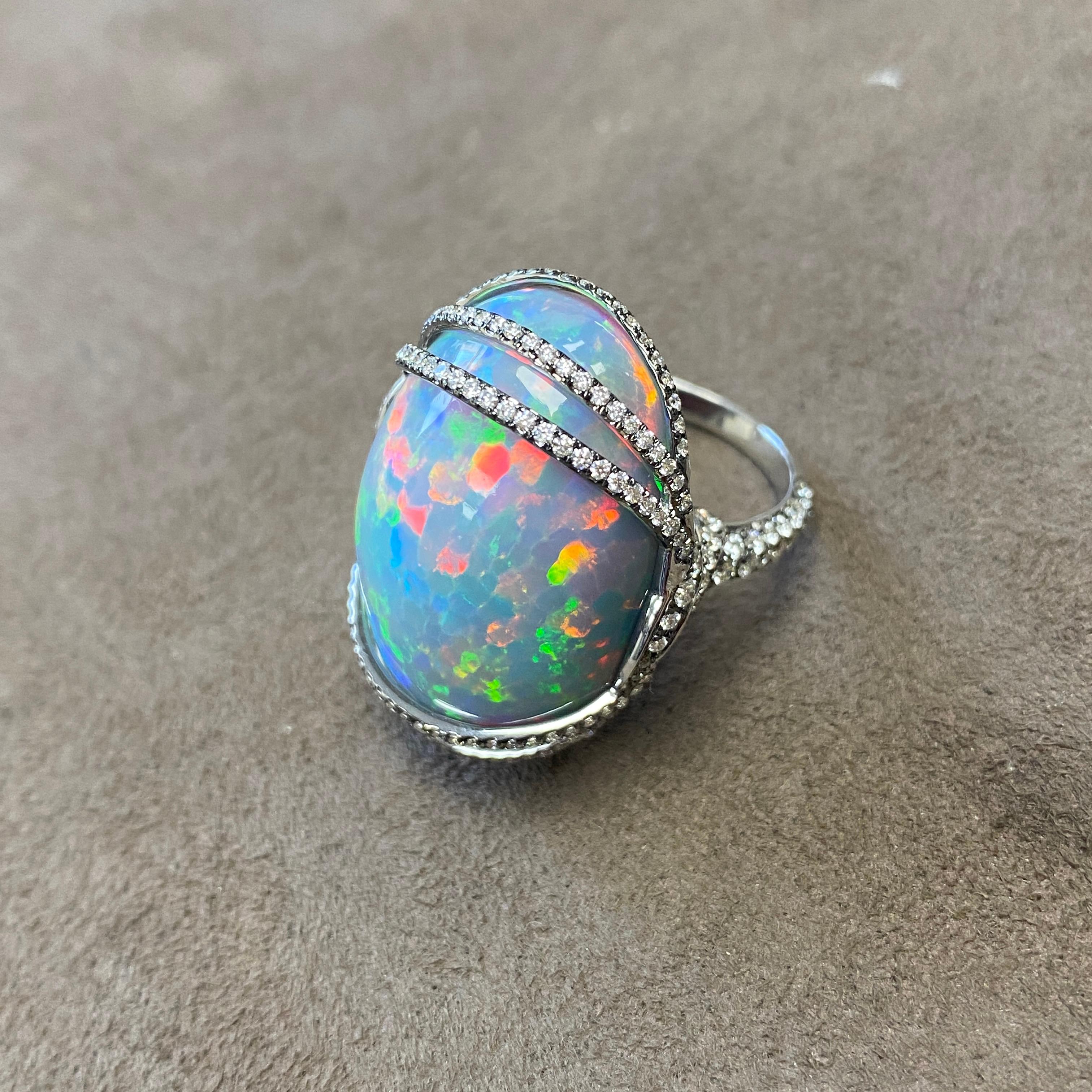 black rhodium opal ring