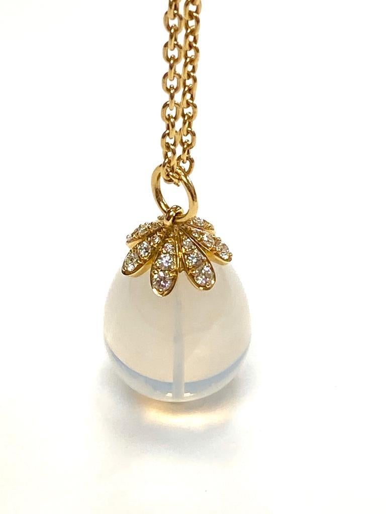 Goshwara Large Moon Quartz Drop with Diamond Pendant In New Condition For Sale In New York, NY
