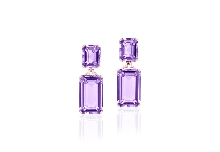 Goshwara The Gossip Collection Double Cushion Drop Earrings in Lavender Amethyst
