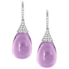 Goshwara Lavender Amethyst Drop with Diamond Cap Earrings