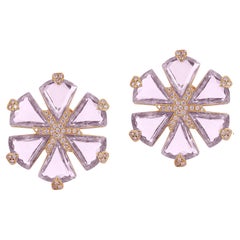 Goshwara Lavender Amethyst Fancy Trillion Flower Diamond Earrings