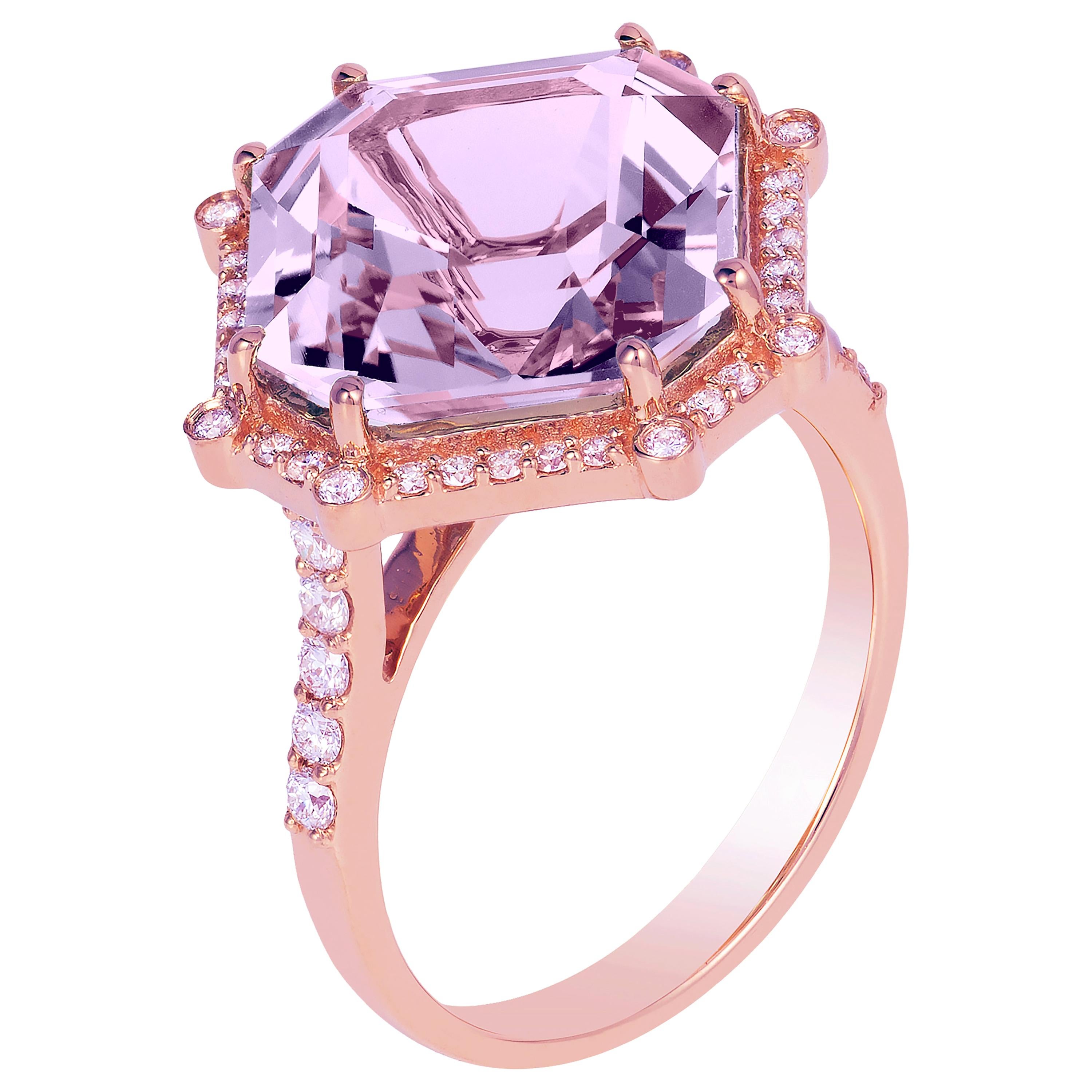 Goshwara Lavender Amethyst Octagon and Diamond Ring For Sale