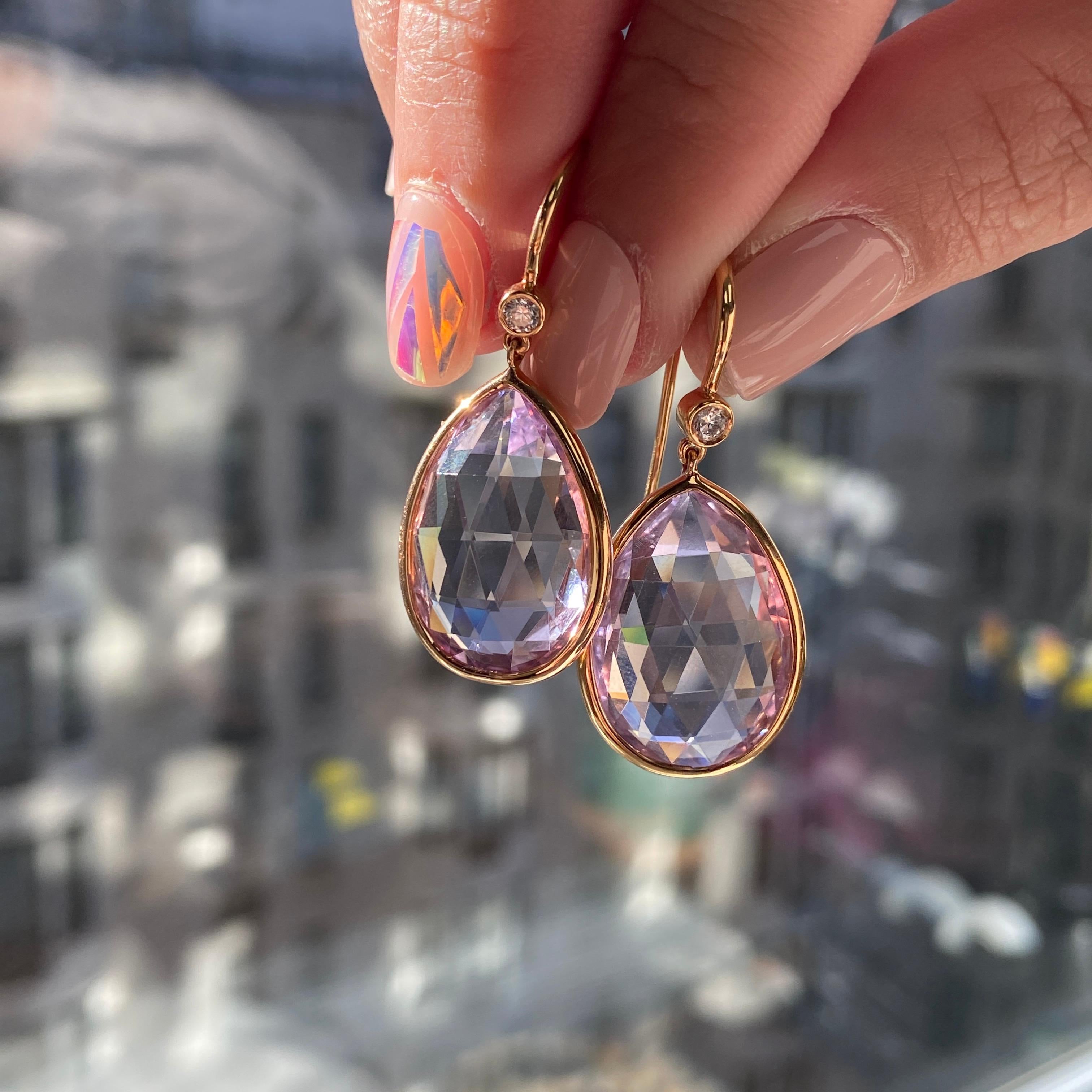 Goshwara Lavender Amethyst Pear Shape with Diamonds on Wire Earrings In New Condition In New York, NY