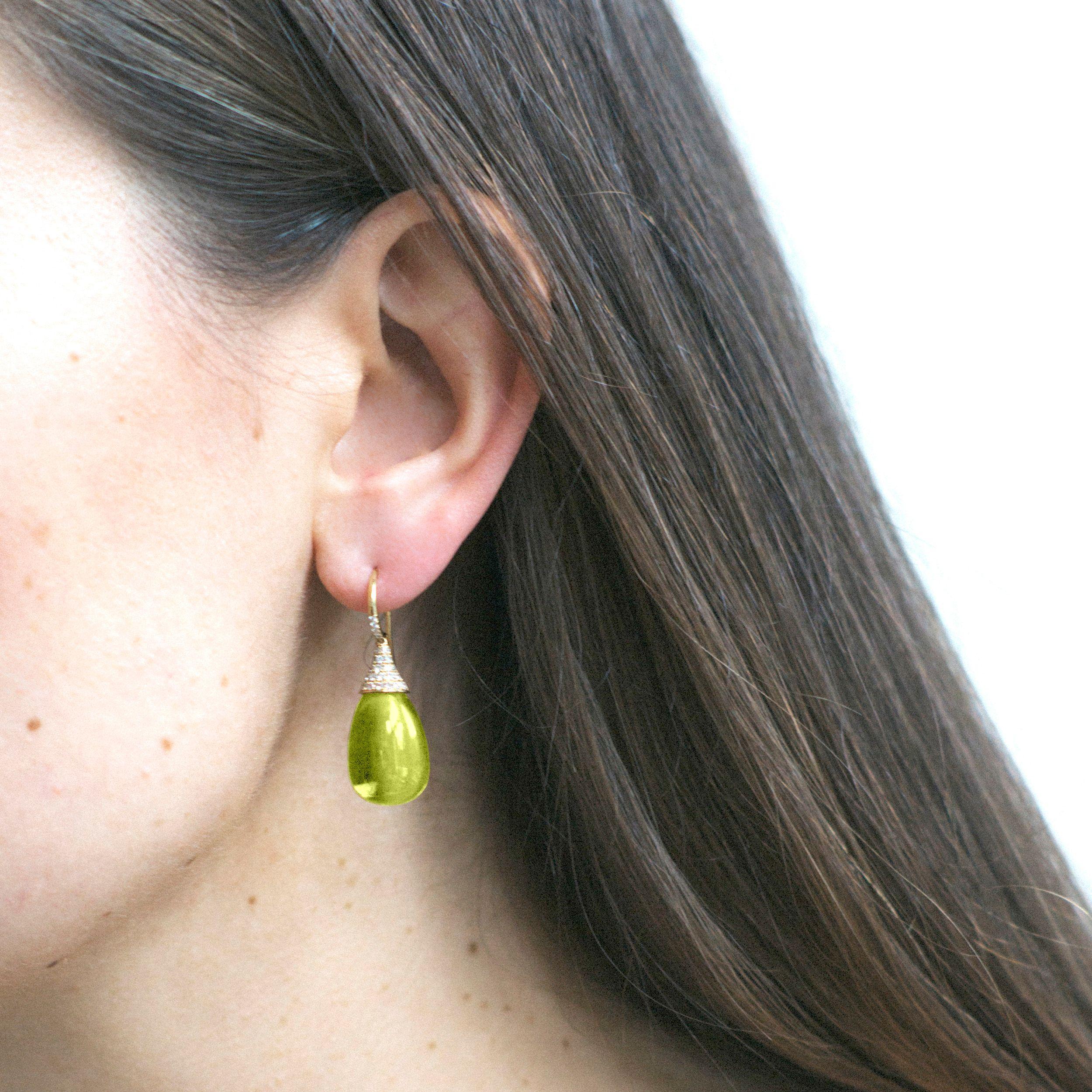 Boucles d'oreilles en goutte Goshwara en quartz citron et diamants Neuf - En vente à New York, NY