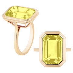 Goshwara Lemon Quartz Emerald Cut Bezel Set Ring
