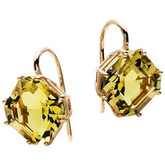 Goshwara Lemon Quartz Square Emerald Cut Earrings