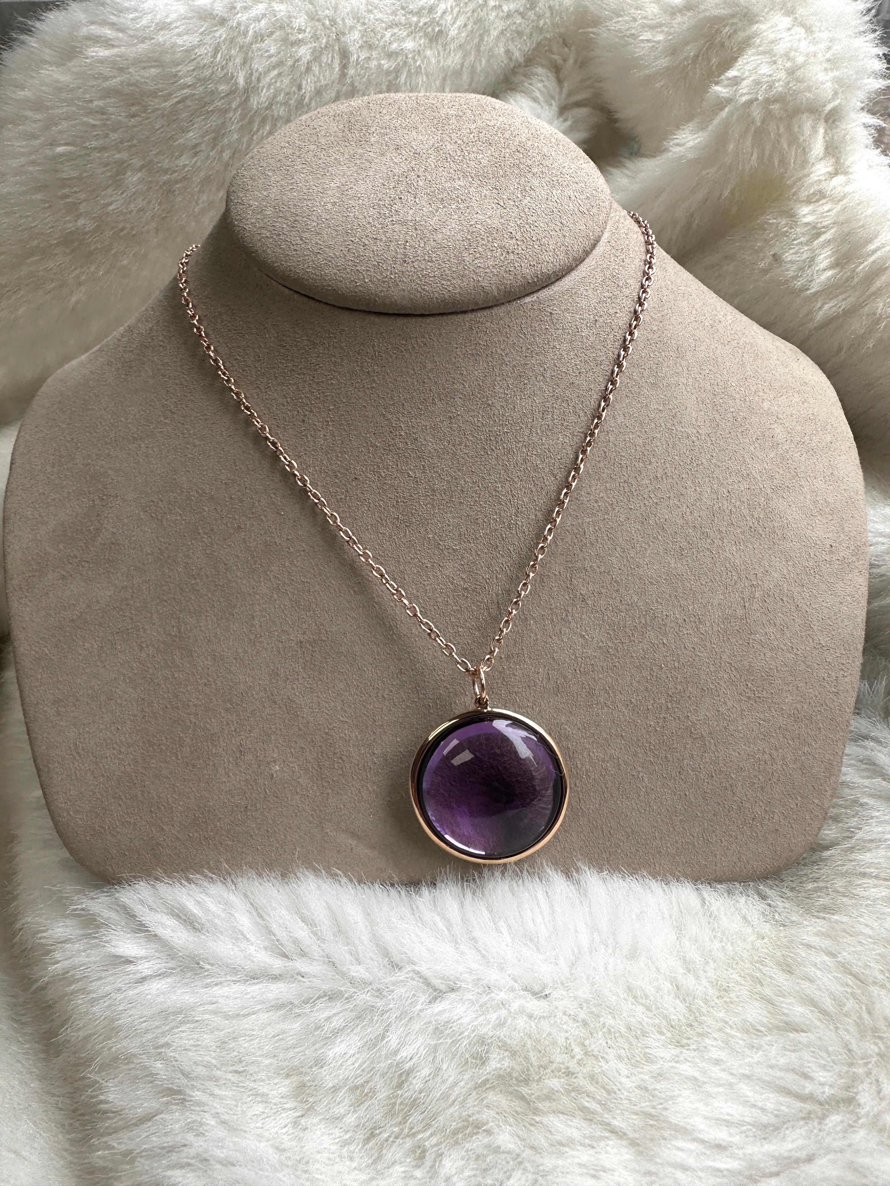 Contemporary Goshwara Lilac Amethyst Round Disc Pendant For Sale