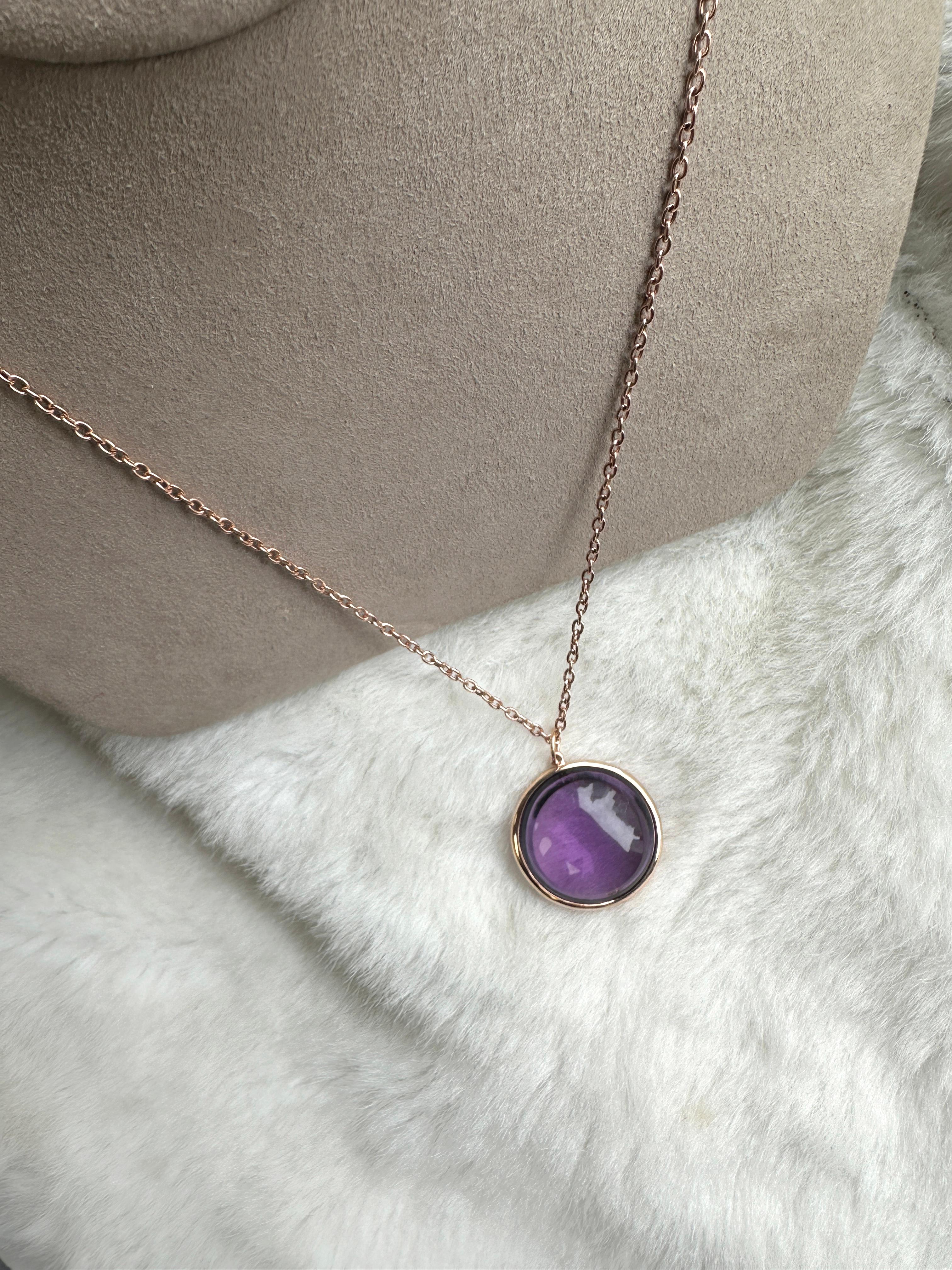 Goshwara Lilac Amethyst Round Disc Pendant In New Condition In New York, NY