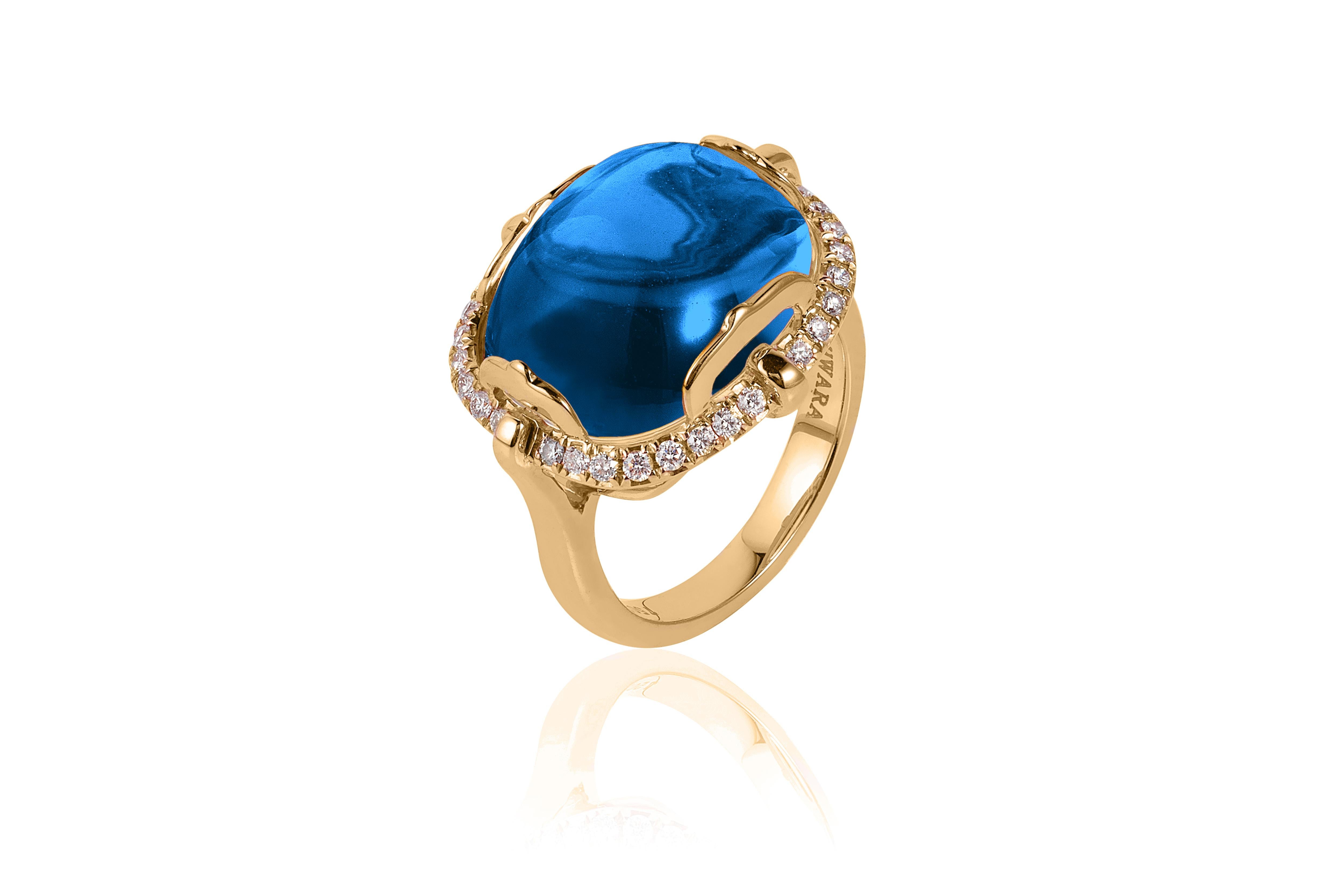 blue topaz cabochon ring