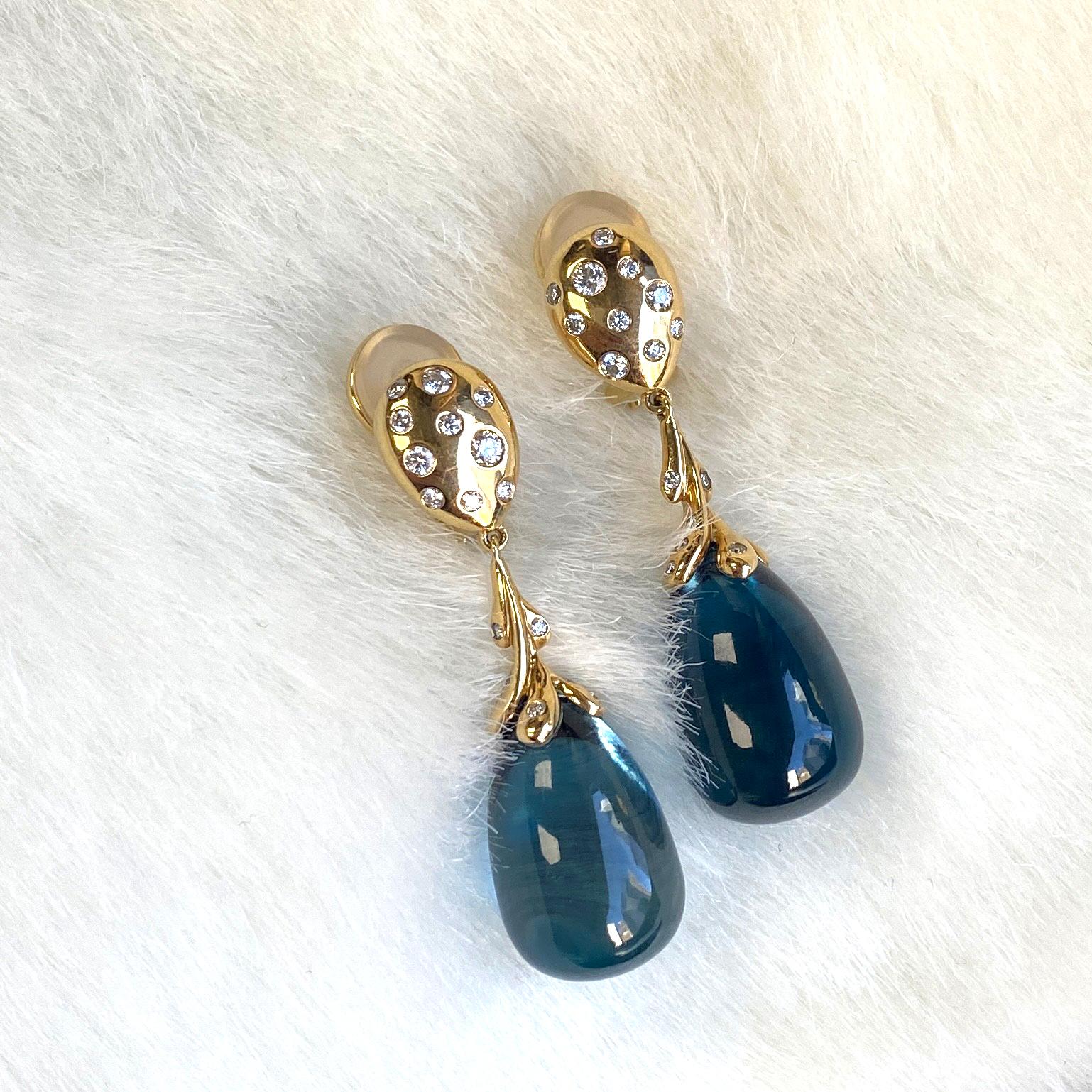Women's Goshwara London Blue Topaz Drops and Diamond Earrings