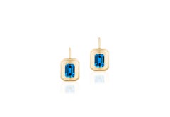 Goshwara London Blue Topaz Emerald Cut and Lever Back Earrings