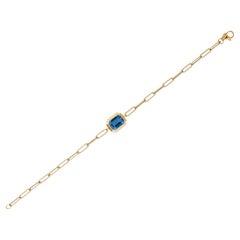 Goshwara London Blue Topaz Emerald Cut Bezel Set Bracelet