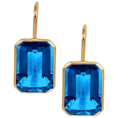 Goshwara London Blue Topaz Emerald Cut Earrings