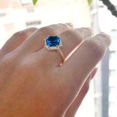 Goshwara London Blue Topaz Octagon and Diamond Ring