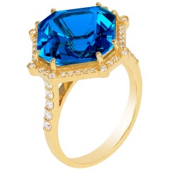 Goshwara London Blue Topaz Octagon and Diamond Ring