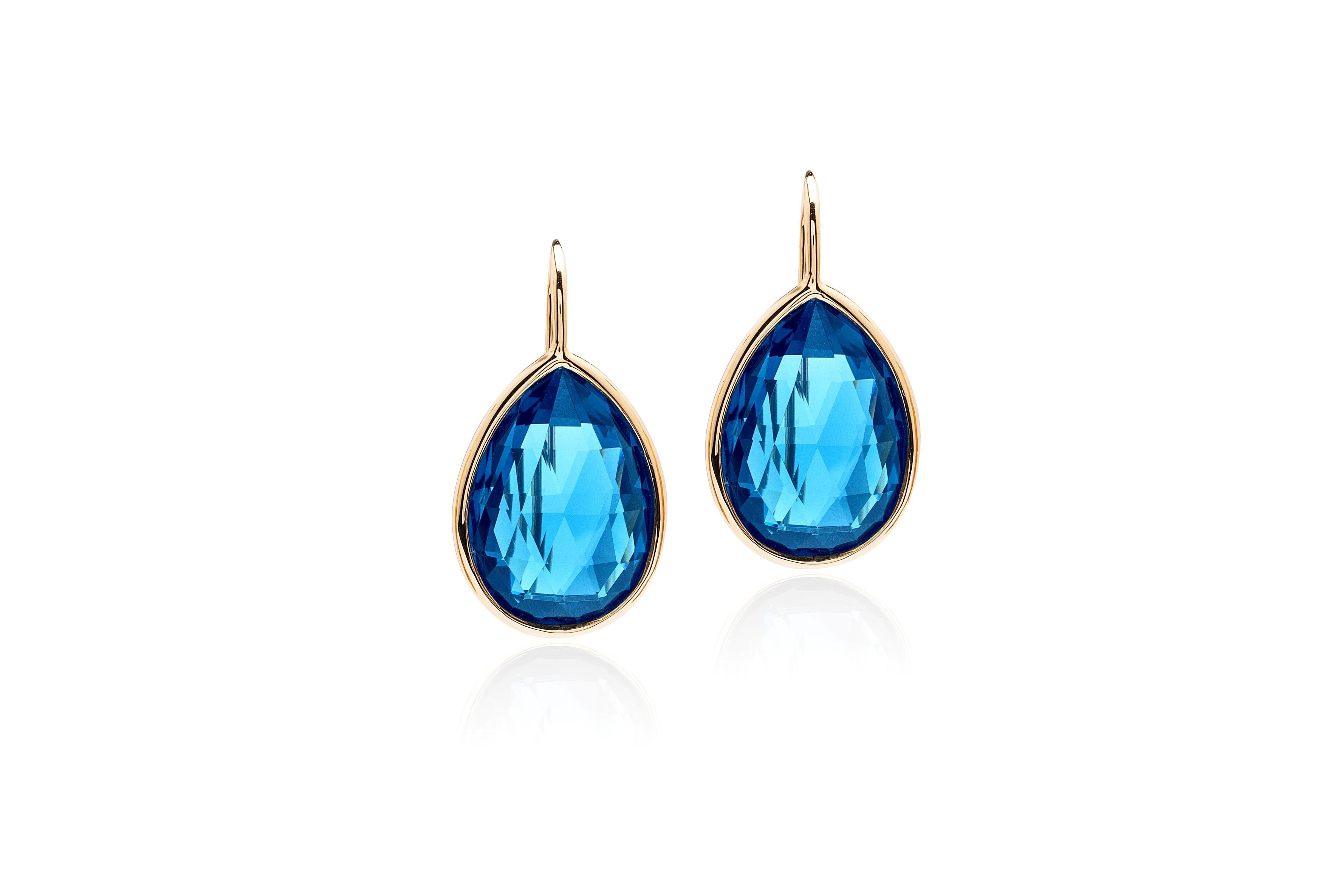 Pear Cut Goshwara London Blue Topaz Pear Shape on a Wire Earring