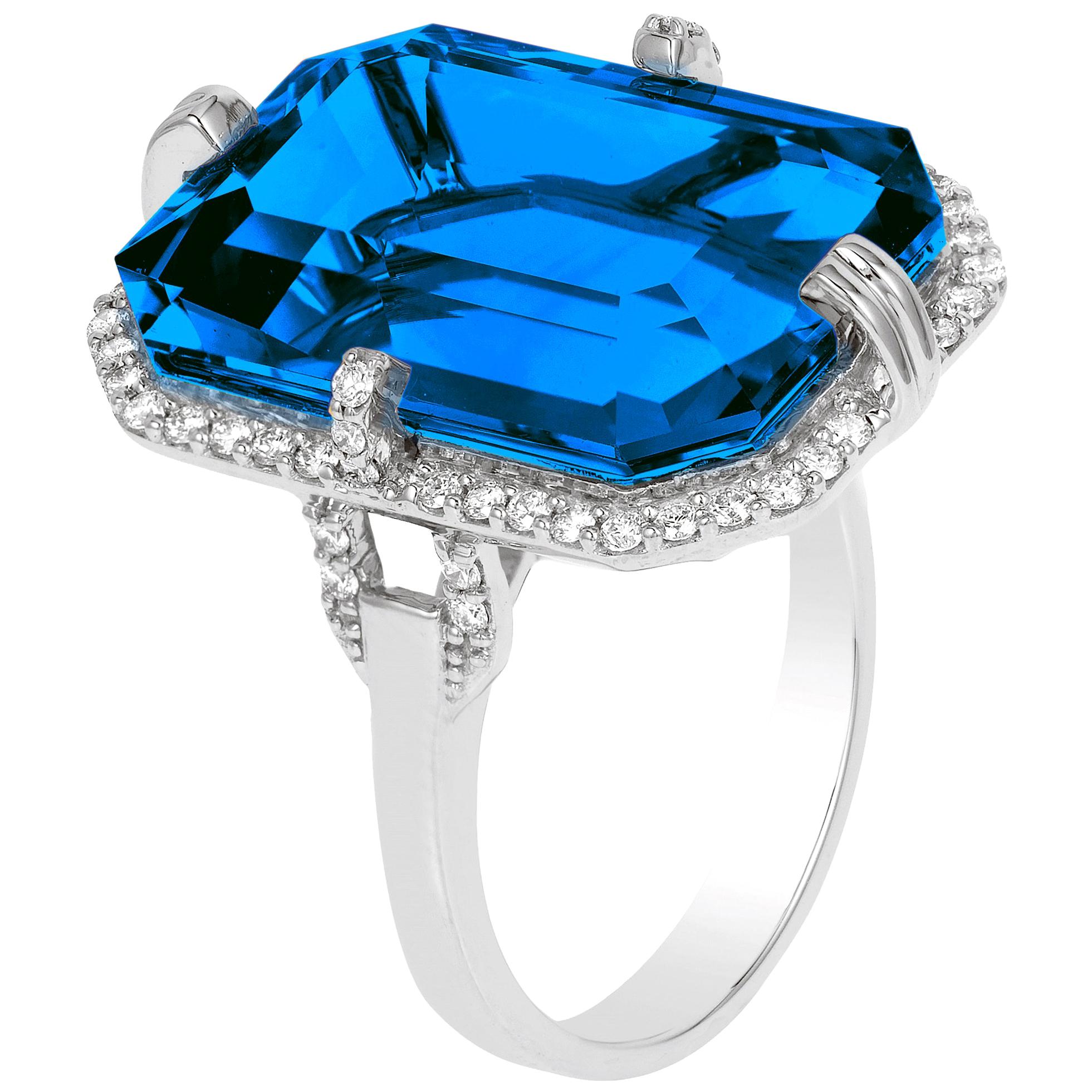 Ring mit blauem Topas und Diamanten vonshwara London