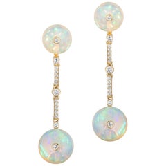 Goshwara Long Opal Bead with Diamonds Earrings