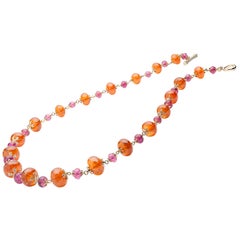 Goshwara Mandarin Granat und Turmalin Perlen Halskette