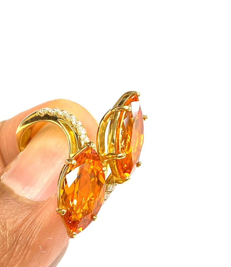 Goshwara Mandarin Garnet Marquise Twin Ring For Sale 4