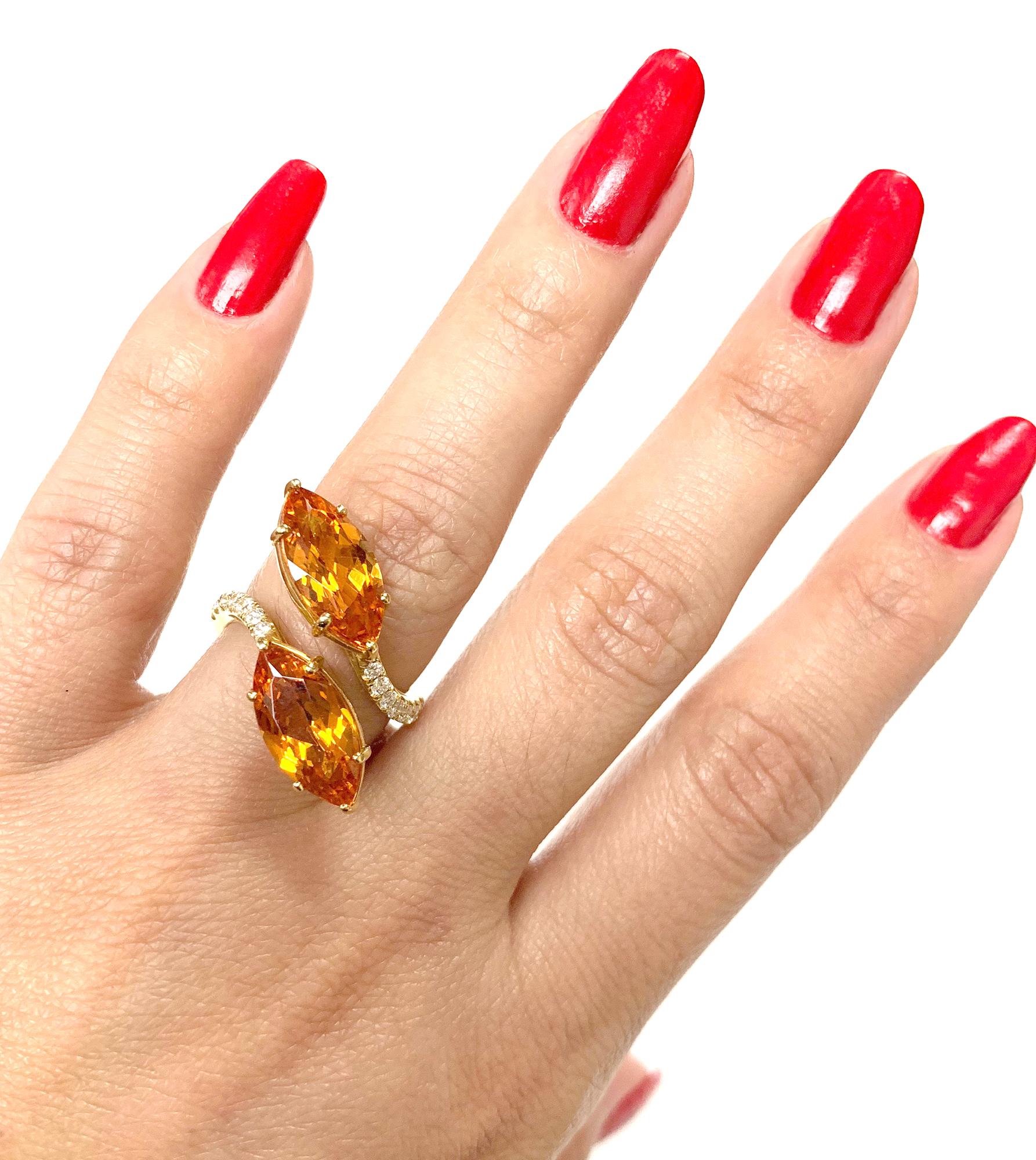 Contemporary Goshwara Mandarin Garnet Marquise Twin Ring For Sale