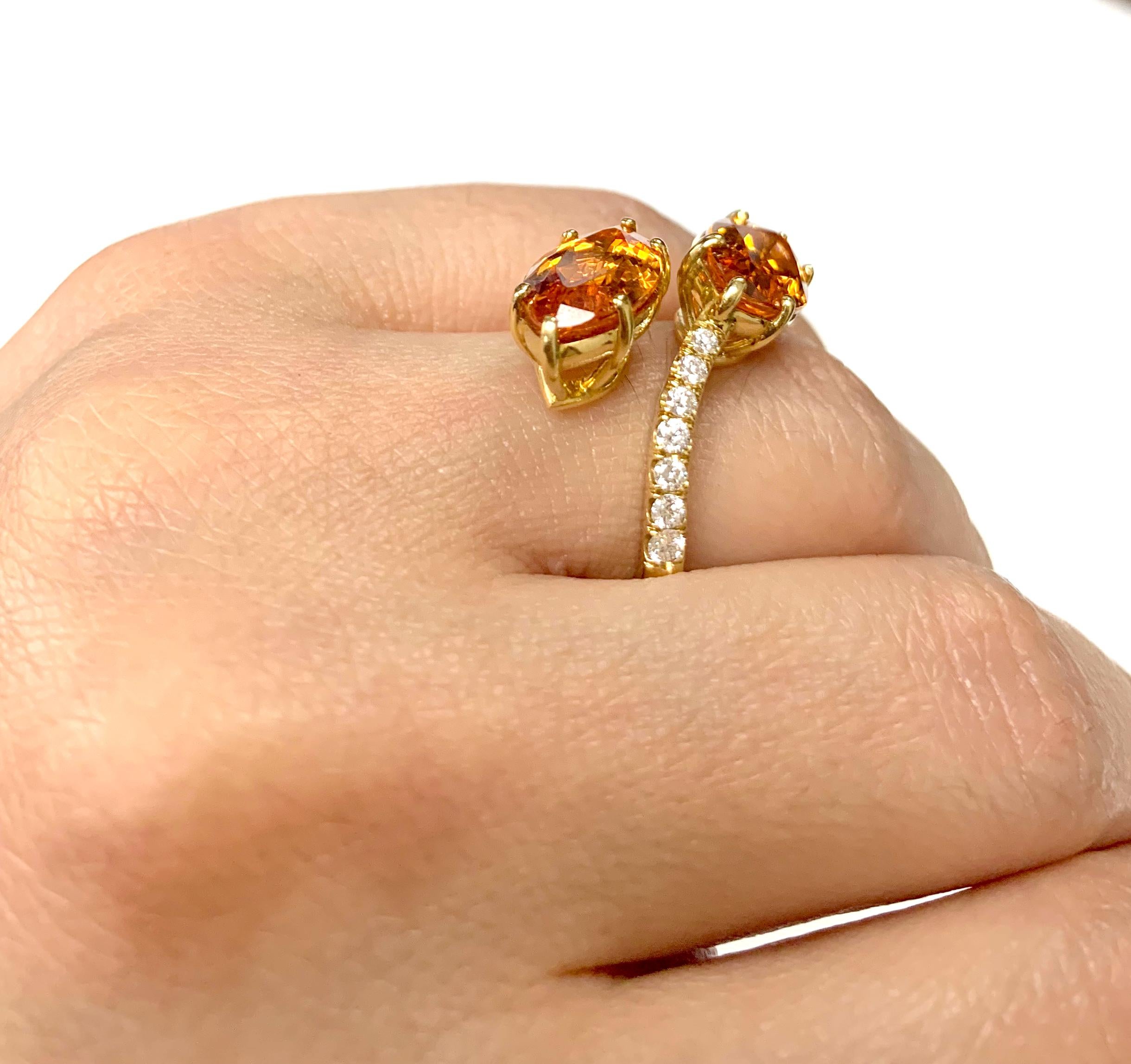 Women's Goshwara Mandarin Garnet Marquise Twin Ring For Sale