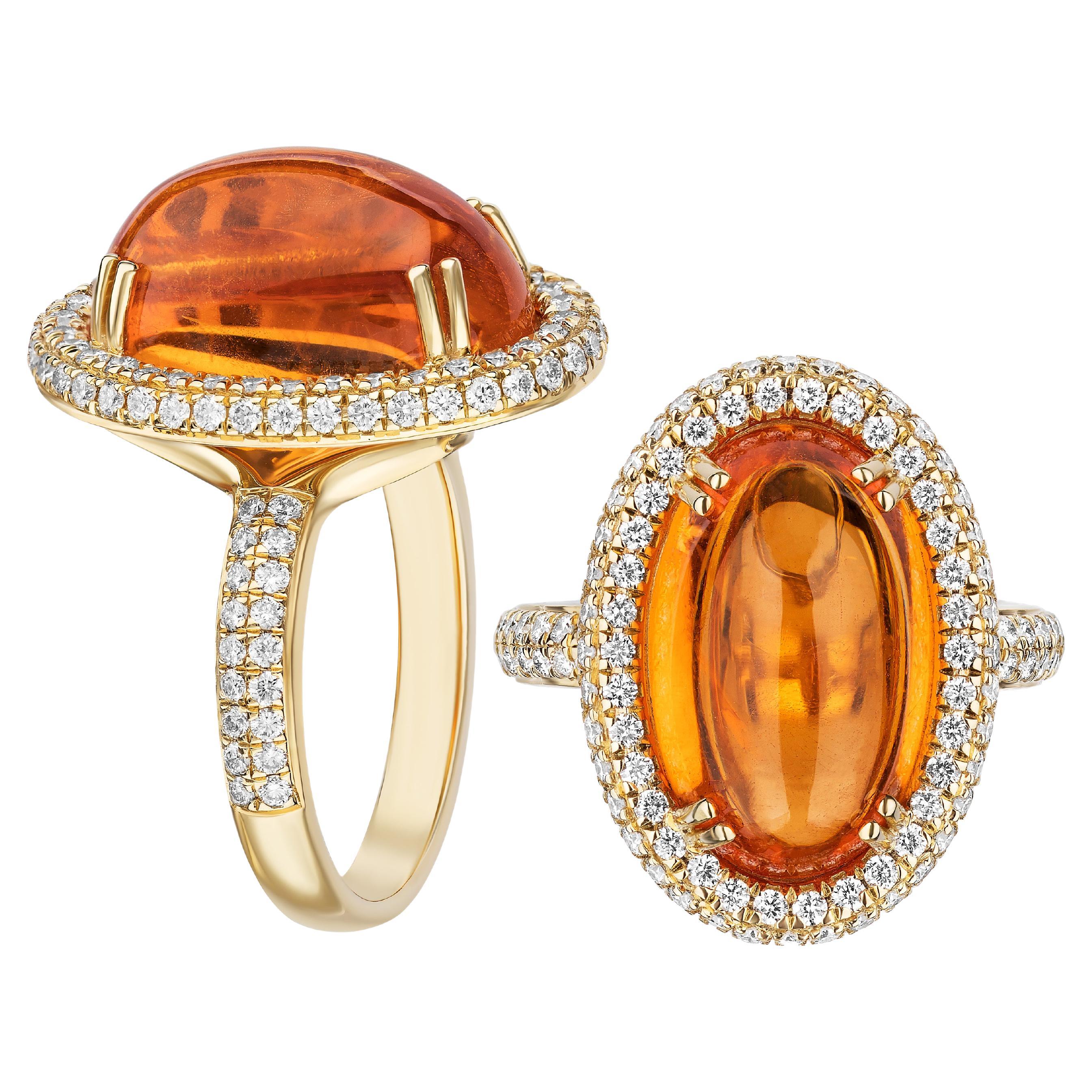 Goshwara Mandarine Garnet with Diamonds Ring For Sale