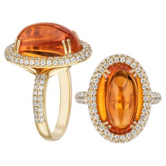 Goshwara Mandarine Garnet with Diamonds Ring