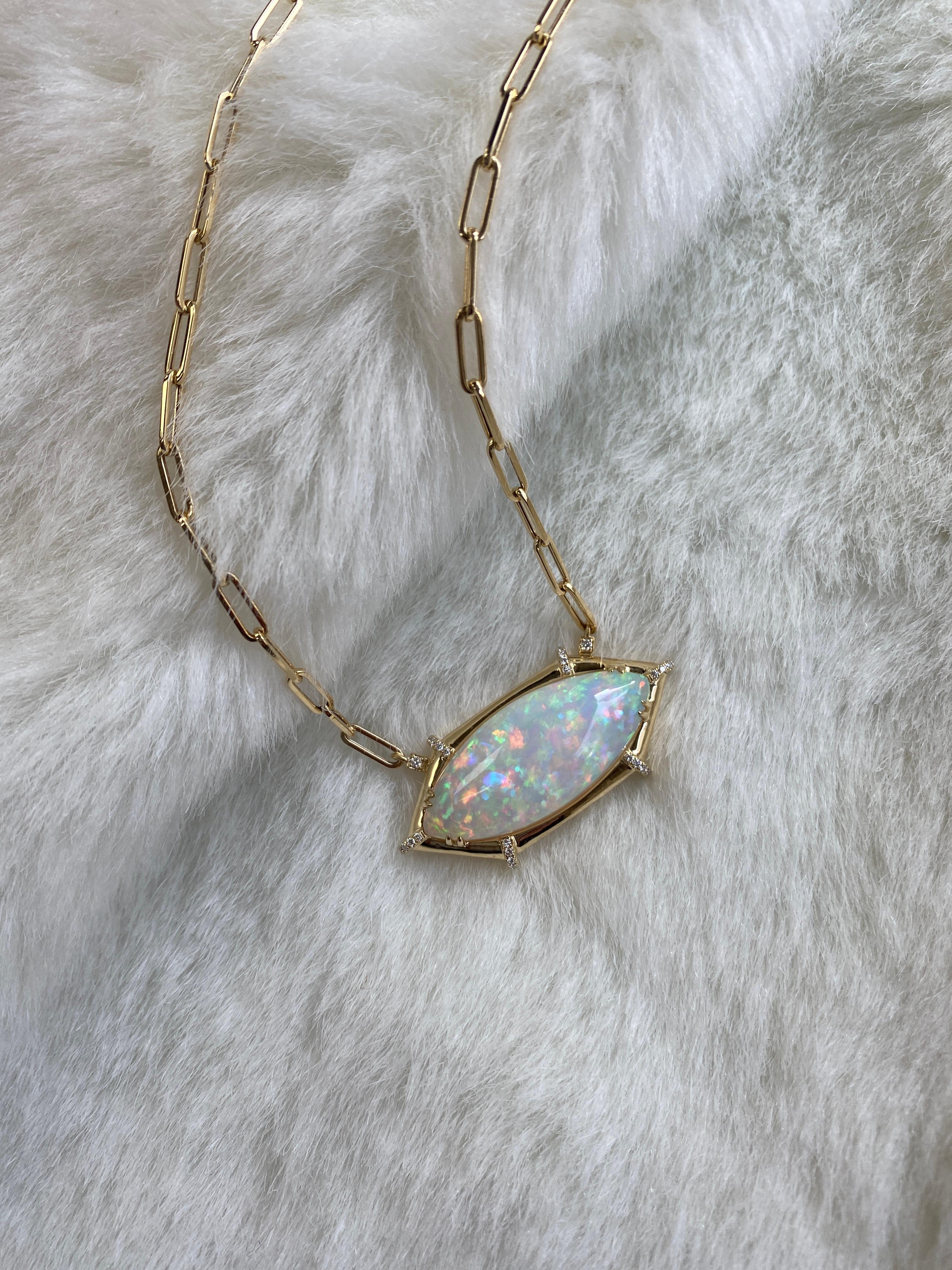 Contemporary Goshwara Marquise Opal Cab Pendant For Sale