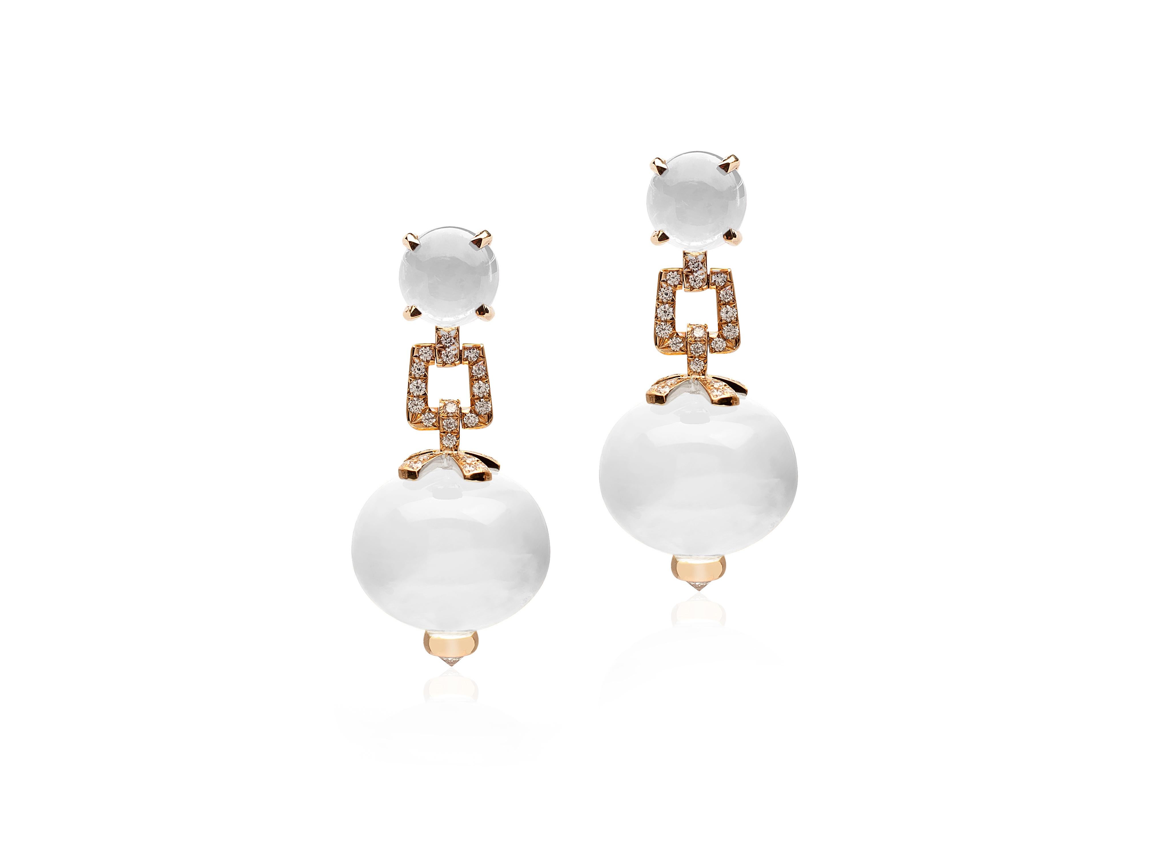 Contemporary Goshwara Moon Quartz And Diamond Earrings