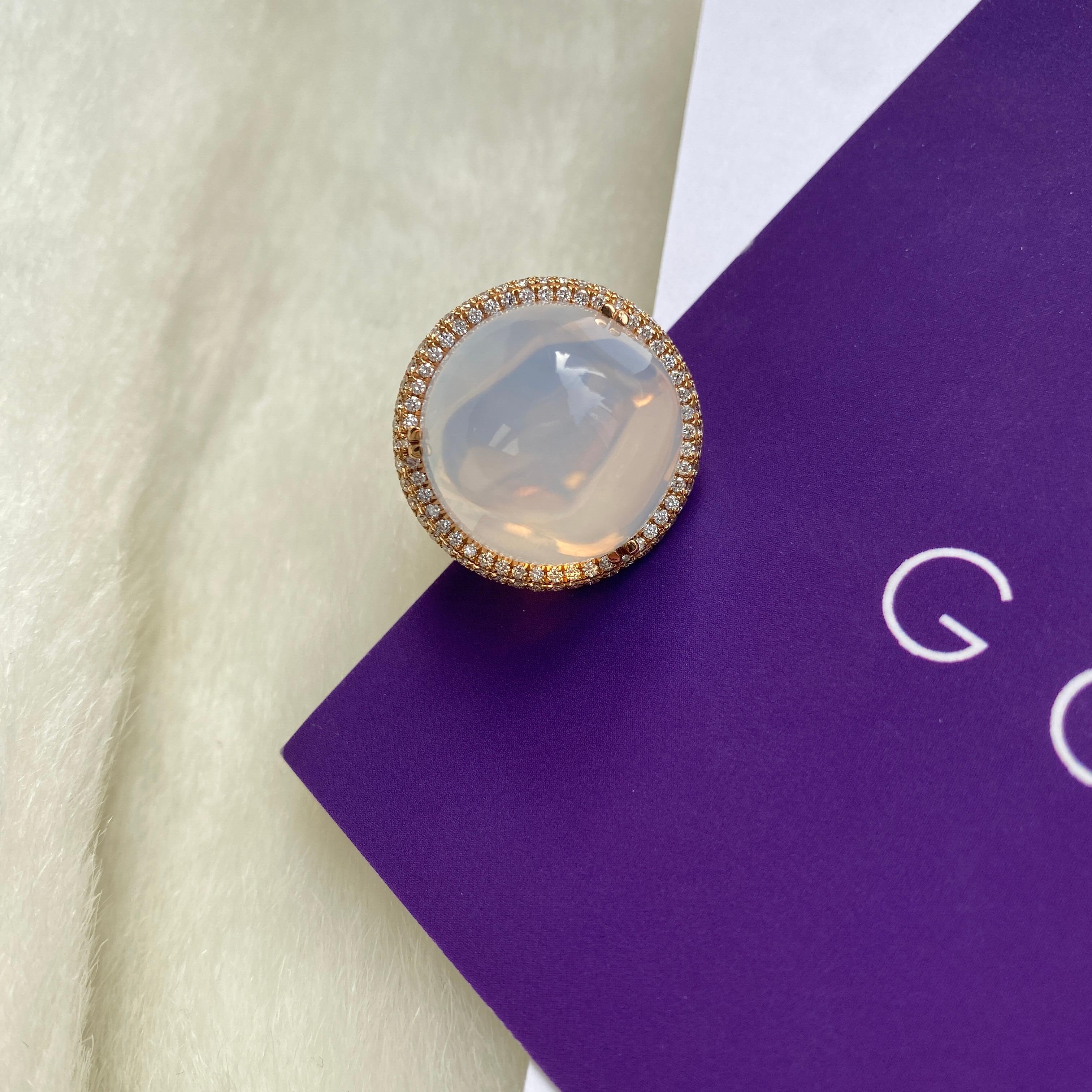 Contemporary Goshwara Moon Quartz And  Diamond Ring For Sale