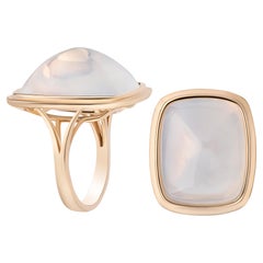 Goshwara Moon Quartz Cushion Cabochon Ring