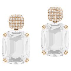 Boucles d'oreilles Goshwara en quartz coussin et diamants