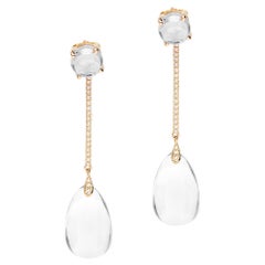 Goshwara Moon Quartz Drop and Diamond Earrings
