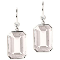 Goshwara Moon Quartz Emerald Cut and Diamond Earrings