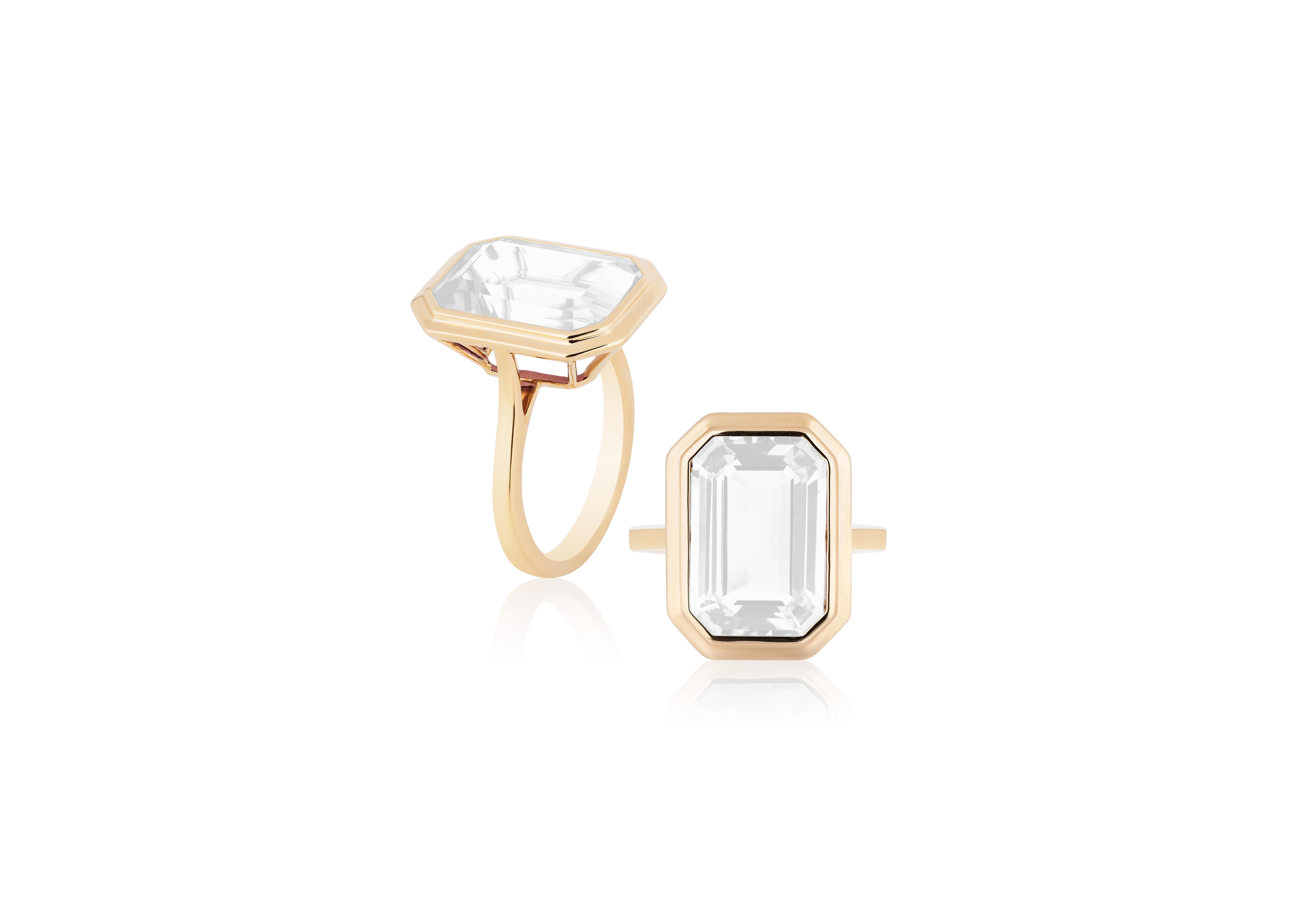 A classic yet an everyday bold statement piece, this amazing cocktail ring is part of our very new ‘Manhattan’ Collection. It has a 10 x 15 mm emerald cut Moon Quartz in a bezel setting in 18k gold   ​

Minimalist lines yet bold structures is what