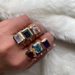 Goshwara Moon Quartz Emerald Cut Bezel Set Ring