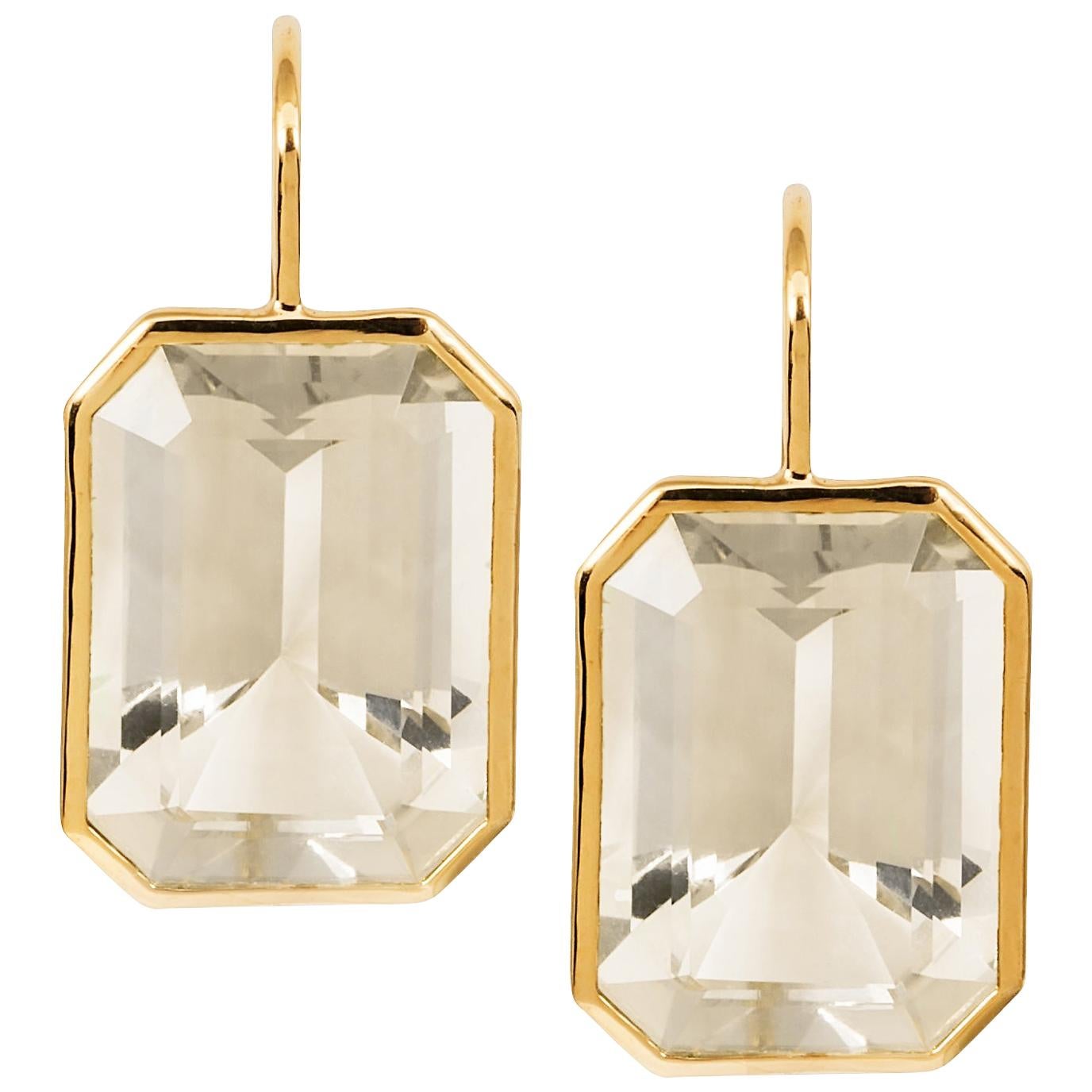 Goshwara Moon Quartz Emerald Cut Earrings