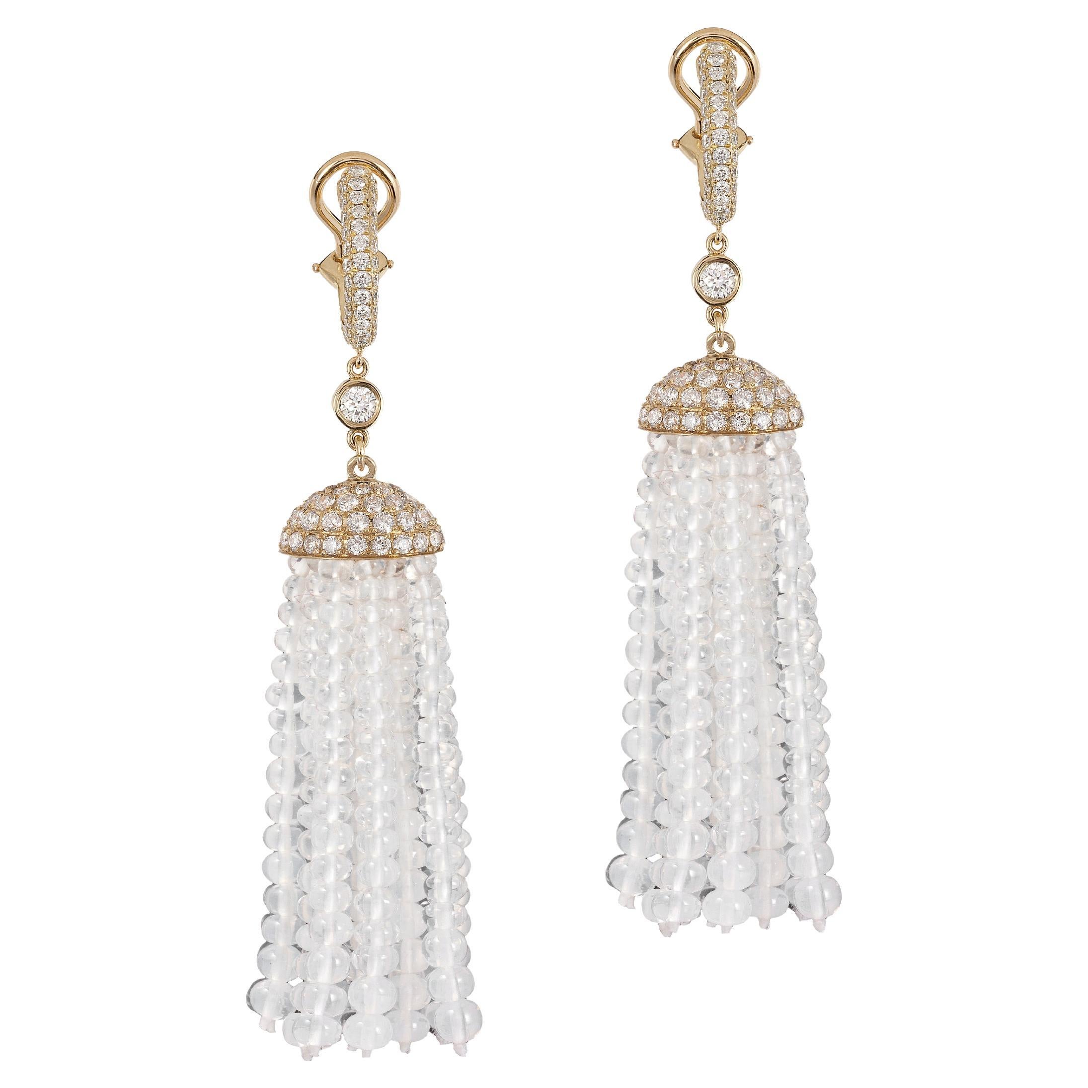 Goshwara “RockNRoll” Moon Quartz Diamond Earrings For Sale at 1stDibs