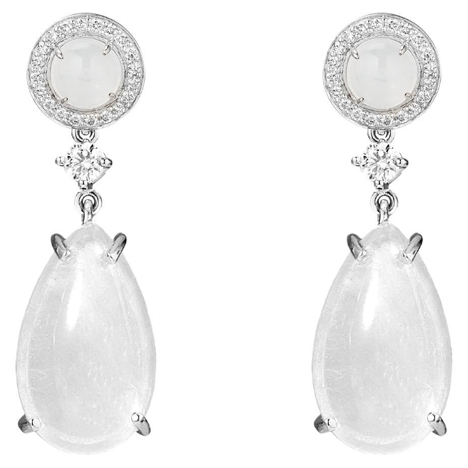 Boucles d'oreilles Goshwara en quartz de lune et diamants