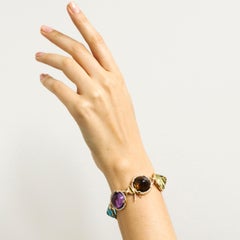 Goshwara Bracciale Pan di Zucchero Rotondo Multicolore con Diamanti