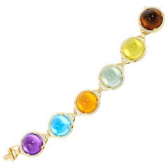 Goshwara Multi-Color Round SugarLoaf with Diamonds Bracelet