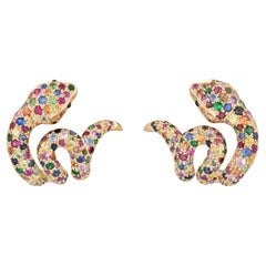 Goshwara - Boucles d'oreilles serpent multi-saphirs et onyx