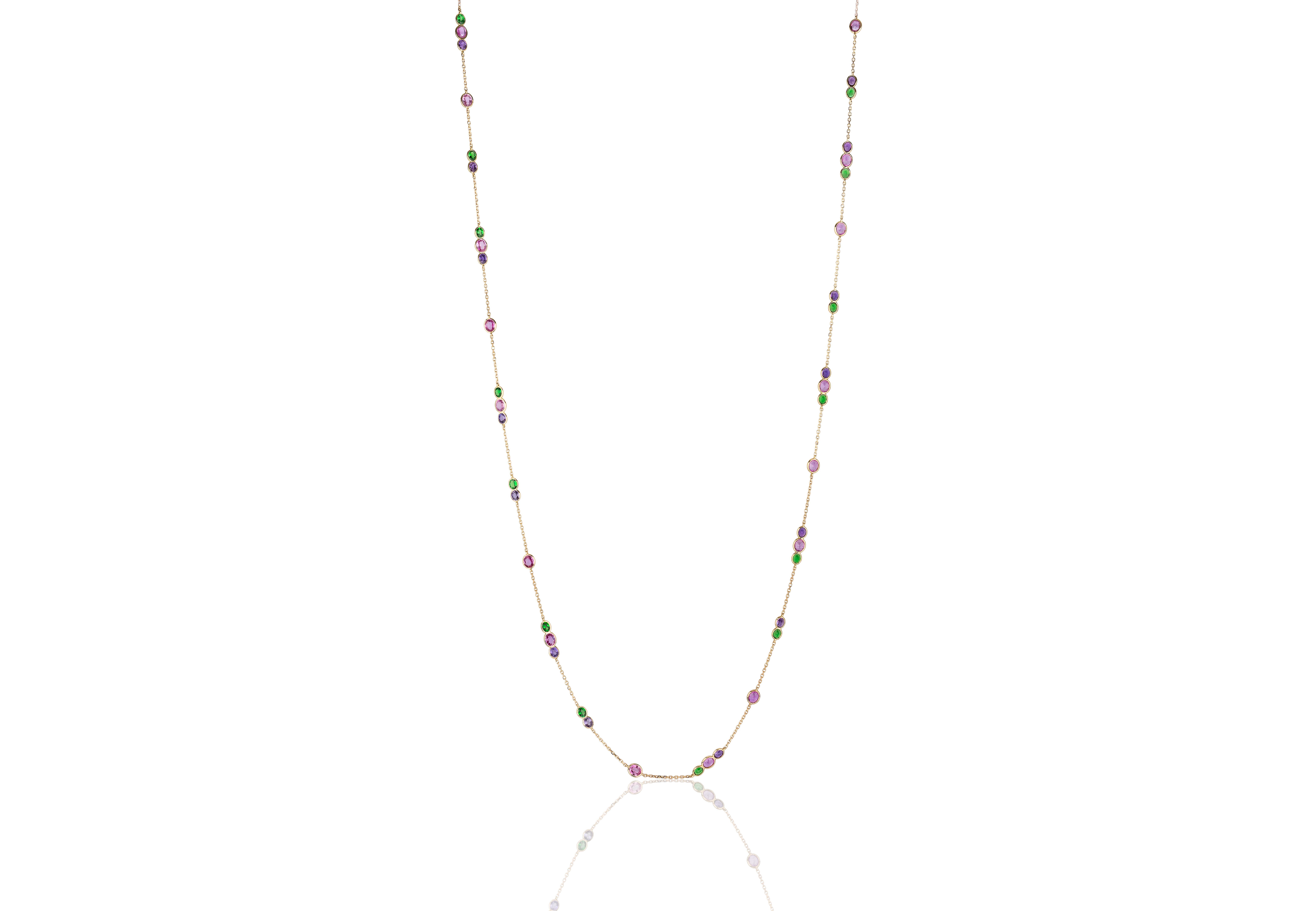 Halskette aus Goshwara mit mehreren Saphiren und Tsavorit im Angebot 1